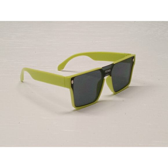 FENG Lime Green Frame Black Lense Sunglasses Unisex Never Worn Great Condition - Picture 2 of 4